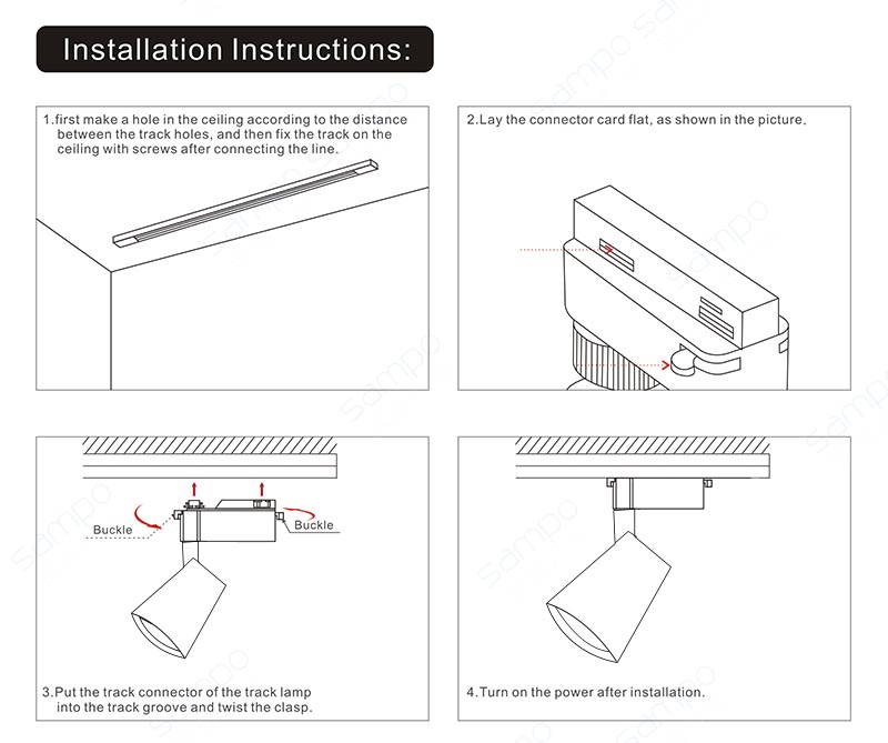 Installation Instructions | YZ7103 Best Modern Track Lighting For Living Room