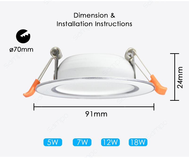 Dimension | YZ8202 Smart WiFi LED Downlights